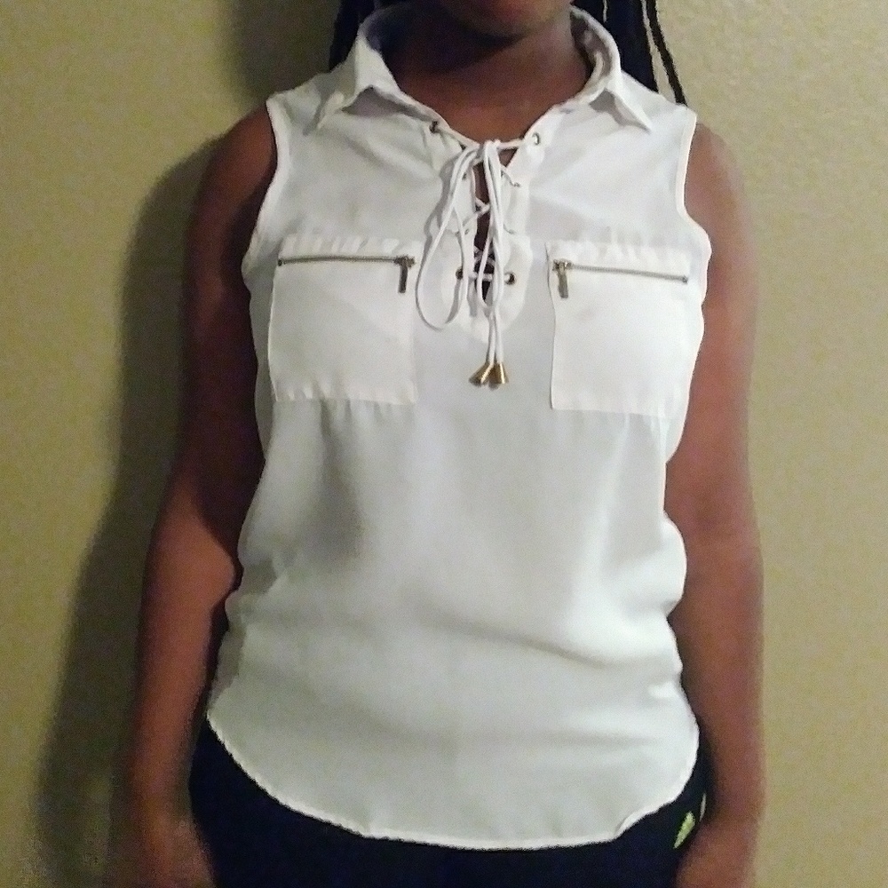 White blouse with pockets